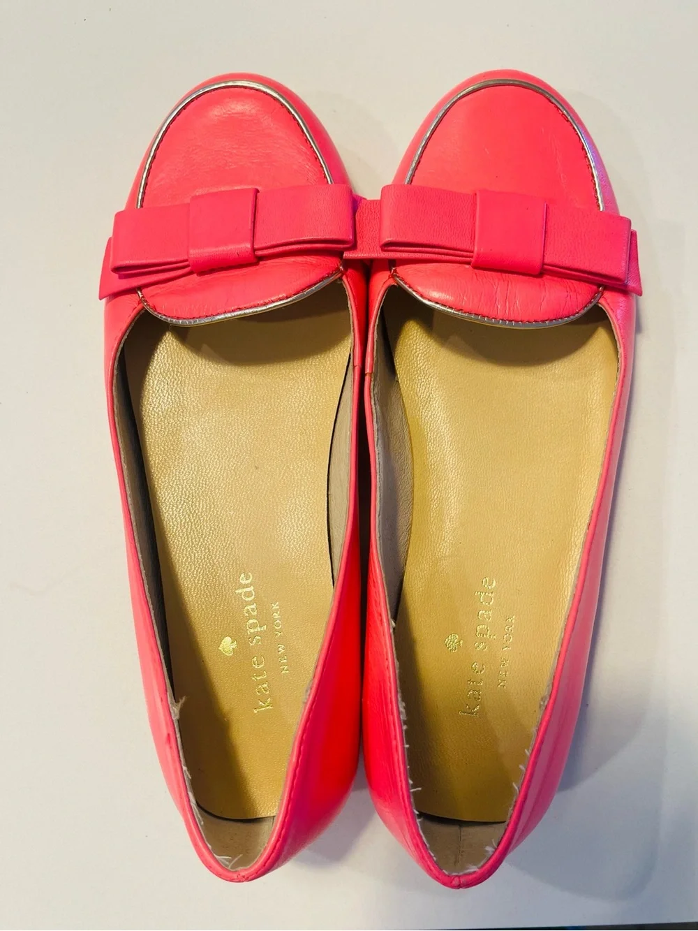 Kate Spade Pink Bow Leather Flats
